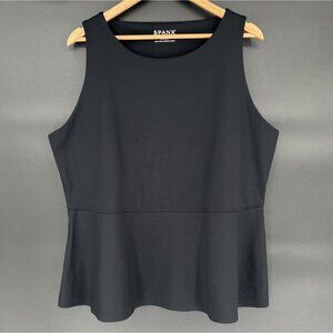 Spanx Women's Active Peplum Tank Top 3X Black Activewear Workout Shelf Bra